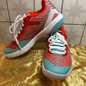 Moolah Red and Teal Zebra stripe Women's court shoes 7 1/2